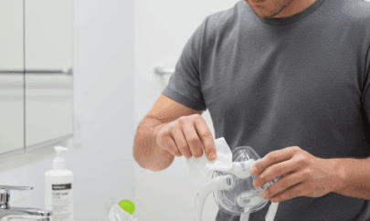 man-cleaning-cpap-mask